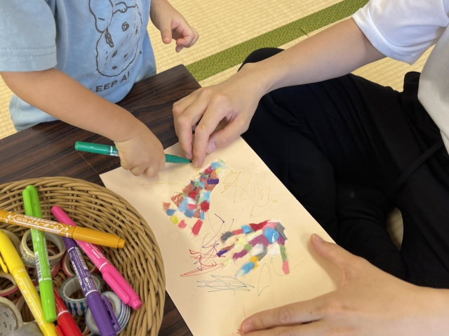 山代和紙ちぎり絵体験