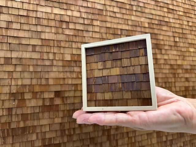 英雲荘で檜皮葺コースター・アートフレーム作り体験　～英雲荘や山口市・五重塔の屋根の檜皮葺（ひわだぶき）・伝統素材を活用～